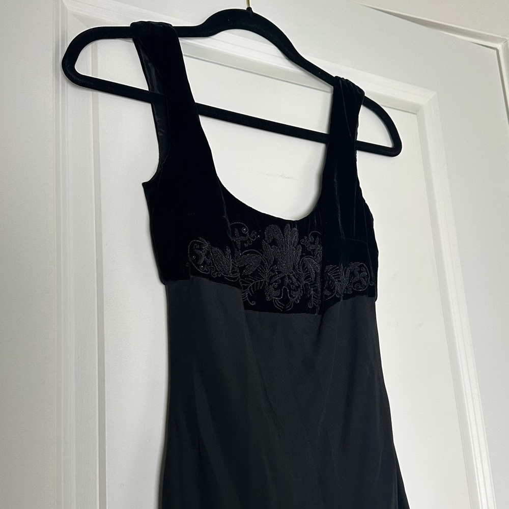 Vintage 90’s Ralph Lauren Black Formal Maxi Dress with Velvet Sequin Details